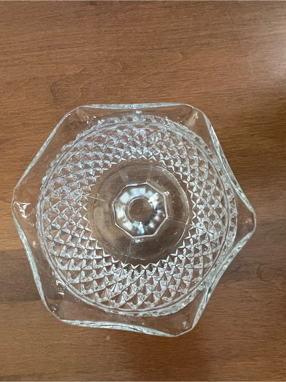 Indiana Glass Clear Diamond Pattern Candle Bowl
